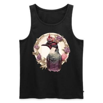 Watercolor Woodpecker Bird Flower Crown Pet Birds - Men's Premium Organic Tank Top - black - Front - AI Model Male 178 light (178cm)