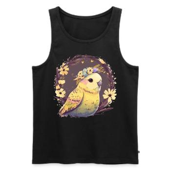 Mignon perruche perruche oiseau fleur couronne oiseaux de compagnie - Débardeur bio Premium Homme - noir - Devant - Michal (187cm)