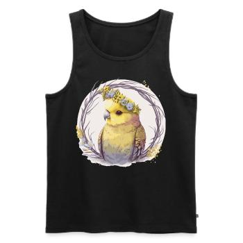 Mignon perruche jaune perruche oiseau fleur couronne animal de compagnie - Débardeur bio Premium Homme - noir - Devant - Michal (187cm)