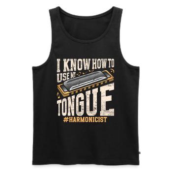 Mundharmonika Mundharmonikaspieler - Männer Premium Bio Tank Top - Schwarz - Vorne - Michal (187cm)