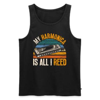 Mundharmonika Mundharmonikaspieler - Männer Premium Bio Tank Top - Schwarz - Vorne - Michal (187cm)