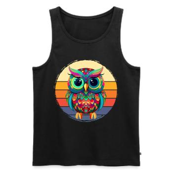 Streetart Eule für eine Street Art Fans Künstler - Männer Premium Bio Tank Top - Schwarz - Vorne - AI Model Male 178 light (178cm)