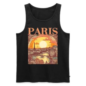 Paris Eiffelturm Bonjour Souvenirs - Männer Premium Bio Tank Top - Schwarz - Vorne - Michal (187cm)