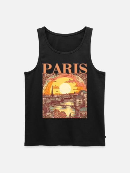 Paris Eiffelturm Bonjour Souvenirs - Männer Premium Bio Tank Top - Schwarz
