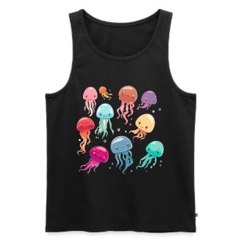 Qualle Schwarm Sea Beach Meduse Marine Diver - Männer Premium Bio Tank Top - Schwarz - Vorne - Michal (187cm)