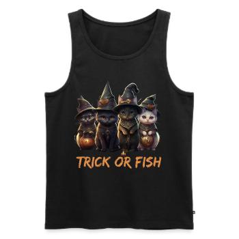 Trick Or Fish Halloween Katzen als Hexen - Männer Premium Bio Tank Top - Schwarz - Vorne - Michal (187cm)