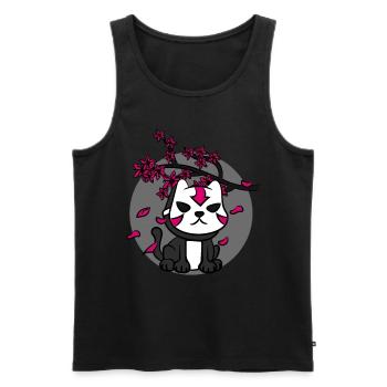 Japonais Oni Masque Chat et Cherry Blossom Anime - Débardeur bio Premium Homme - noir - Devant - AI Model Male 178 light (178cm)