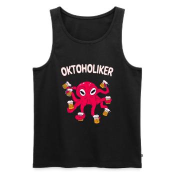 Oktoholiker Bier Oktopus Saufen Lustiges Party - Männer Premium Bio Tank Top - Schwarz - Vorne - Michal (187cm)