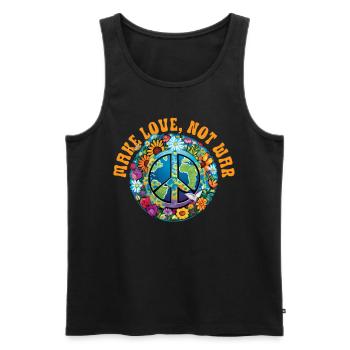 Hippie Peace Sign Peace Flowers Flower Child - Men's Premium Organic Tank Top - black - Front - Michal (187cm)