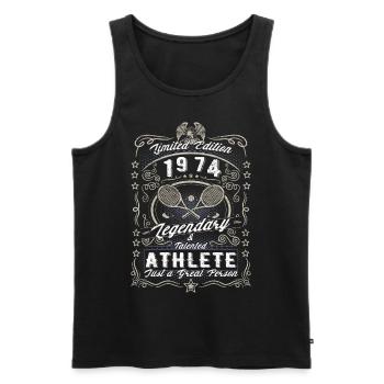 Vintage 1974 Tennis Birthday Gift Hobby - Men's Premium Organic Tank Top - black - Front - Michal (187cm)