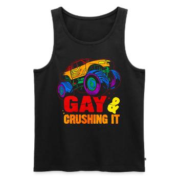 Gay Pride Regenbogenflagge Monster Truck - Männer Premium Bio Tank Top - Schwarz - Vorne - AI Model Male 178 light (178cm)