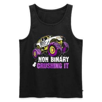 Non-Binary Pride Flag Monster Truck - Men's Premium Organic Tank Top - black - Front - AI Model Male 178 light (178cm)