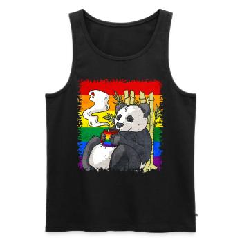 Homosexuell Stolz Regenbogen Flagge Panda Kaffee S - Männer Premium Bio Tank Top - Schwarz - Vorne - AI Model Male 178 light (178cm)
