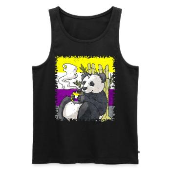 Non Binary Pride Flag Panda Coffee Sublte LGBT - Men's Premium Organic Tank Top - black - Front - AI Model Male 178 light (178cm)