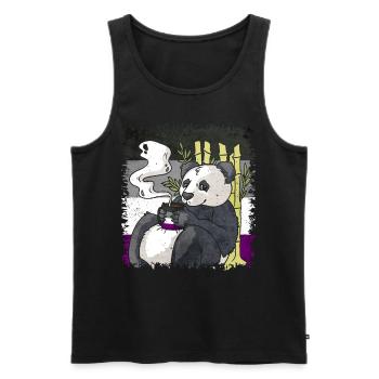 Asexual Pride Ace Flag Panda Coffee Sublte LGBT - Men's Premium Organic Tank Top - black - Front - AI Model Male 178 light (178cm)