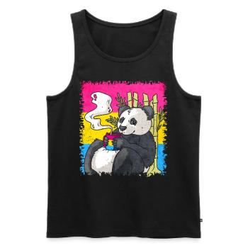 Pansexual Pride Pan Flag Panda Coffee Sublte LG - Men's Premium Organic Tank Top - black - Front - AI Model Male 178 light (178cm)