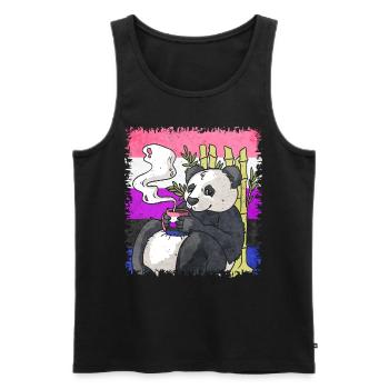 Gender Fluid Pride Flag Panda Coffee Sublte - Men's Premium Organic Tank Top - black - Front - AI Model Male 178 light (178cm)