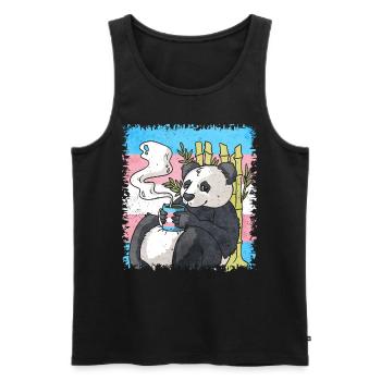Transgender Pride Trans Flag Panda Coffee Sublte - Men's Premium Organic Tank Top - black - Front - AI Model Male 178 light (178cm)