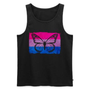 Bi Pride Bisexual Flag Butterfly Sublte LGB - Débardeur bio Premium Homme - noir - Devant - AI Model Male 178 light (178cm)