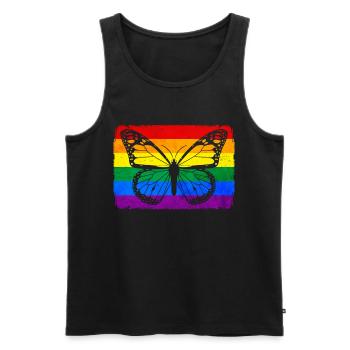 Gay Pride Rainbow Flag Butterfly - Débardeur bio Premium Homme - noir - Devant - AI Model Male 178 light (178cm)