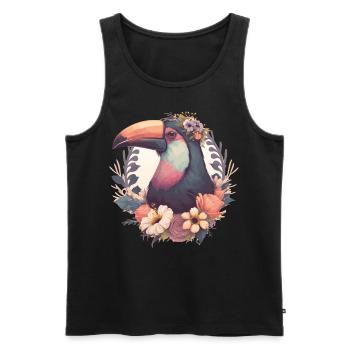 Mignon Toucan Tropical Bird Fleur Couronne Jungle Bird - Débardeur bio Premium Homme - noir - Devant - AI Model Male 178 light (178cm)
