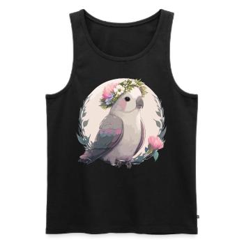 Aquarelle Moine Perruche Perroquet Perroquet Fleur d’oiseau - Débardeur bio Premium Homme - noir - Devant - Michal (187cm)