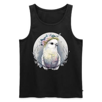Aquarelle Perruche Blanche Budgie Bird Flower Crown - Débardeur bio Premium Homme - noir - Devant - Michal (187cm)