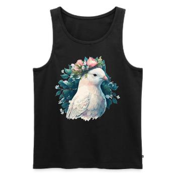 Mignon pigeon blanc pigeon oiseau couronne couronne oiseaux de compagnie - Débardeur bio Premium Homme - noir - Devant - AI Model Male 178 light (178cm)