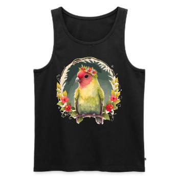 Green Peach Faced Lovebird Parrot Flower Crown Pet - Débardeur bio Premium Homme - noir - Devant - Michal (187cm)