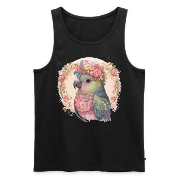 Mignon Pionus Perroquet Oiseau Fleur Couronne Oiseaux de compagnie - Débardeur bio Premium Homme - noir - Devant - Michal (187cm)