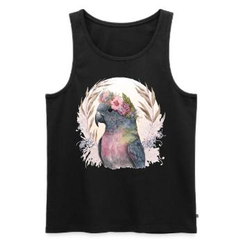 Watercolor Pionus Parrot Bird Flower Crown Pet Bir - Men's Premium Organic Tank Top - black - Front - Michal (187cm)