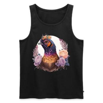 Pastel Watercolor Pheasant Bird Flower Crown Pet B - Männer Premium Bio Tank Top - Schwarz - Vorne - Michal (187cm)