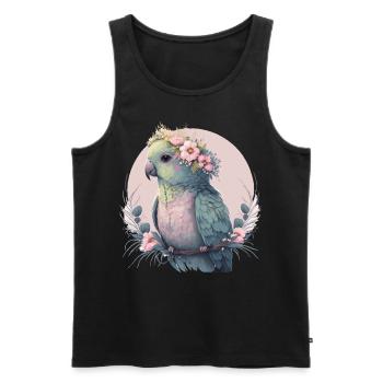 Perruche mignonne Budgie Bird Fleur Couronne Oiseaux de compagnie - Débardeur bio Premium Homme - noir - Devant - Michal (187cm)