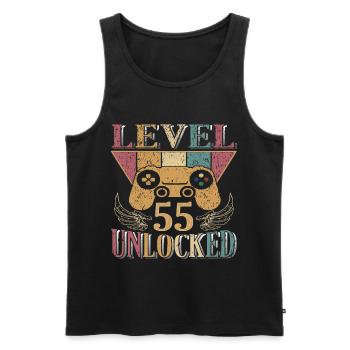Level 55 Freigeschaltet - Männer Premium Bio Tank Top - Schwarz - Vorne - Michal (187cm)