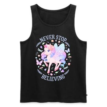 Unicorn Girl, Kawaii Unicorn and Butterflies - Men's Premium Organic Tank Top - black - Front - Michal (187cm)