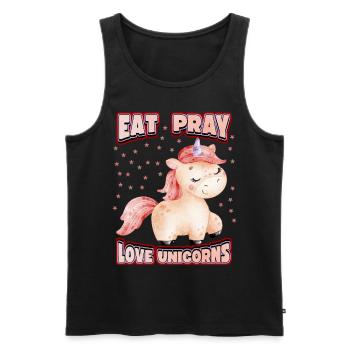 Lustiger Einhorn Spruch, Kawaii Unicorn Comic - Männer Premium Bio Tank Top - Schwarz - Vorne - Michal (187cm)