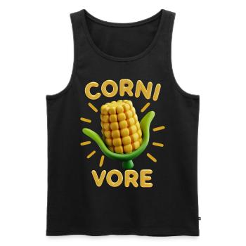 Corn on the cob, 3d, Corn funny saying Pun Cornivore - Men's Premium Organic Tank Top - black - Front - Michal (187cm)