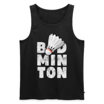 badminton, badminton, jeu de badminton, dire - Débardeur bio Premium Homme - noir - Devant - AI Model Male 178 light (178cm)