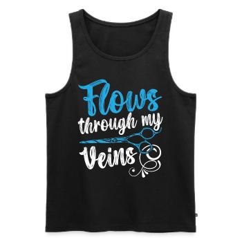 Flows Through My Veins Haarschneiden Barbier - Männer Premium Bio Tank Top - Schwarz - Vorne - Michal (187cm)
