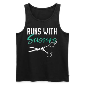 Runs with scissors barbershop hair clipper barber - Men's Premium Organic Tank Top - black - Front - Michal (187cm)