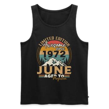 June 1972 Vintage Born in June 1972 Anniversary - Men's Premium Organic Tank Top - black - Front - Michal (187cm)