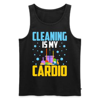 Le nettoyage est mon cardio - Débardeur bio Premium Homme - noir - Devant - Michal (187cm)