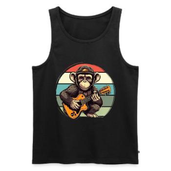 Affe Schimpanse spielt Acousitc Rock Gitarre - Männer Premium Bio Tank Top - Schwarz - Vorne - Michal (187cm)