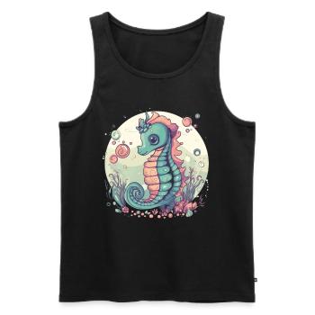 Seepferdchen Unterwasserwelt - Männer Premium Bio Tank Top - Schwarz - Vorne - Michal (187cm)