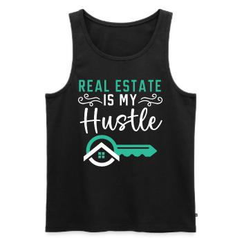 L’immobilier est mon agent immobilier de maison d’affaires - Débardeur bio Premium Homme - noir - Devant - Michal (187cm)