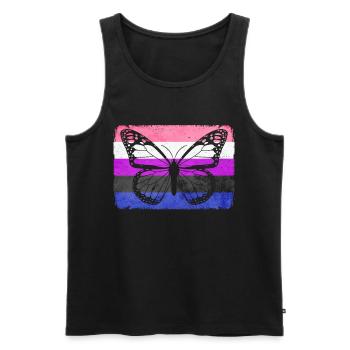 Geschlecht Fluid Stolz Flagge Schmetterling Sublte - Männer Premium Bio Tank Top - Schwarz - Vorne - Michal (187cm)