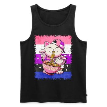 Gender Fluid Stolz Flagge Japanische Ramen Katze S - Männer Premium Bio Tank Top - Schwarz - Vorne - Michal (187cm)