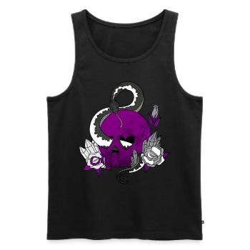 Asexual Pride Ace Flag Skull Snakes Roses Sublte - Men's Premium Organic Tank Top - black - Front - Michal (187cm)