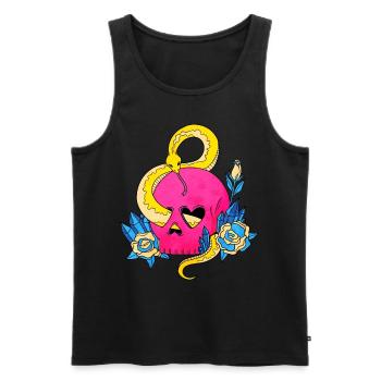 Pansexual Pride Pan Flag Skull Snakes Pink - Men's Premium Organic Tank Top - black - Front - Michal (187cm)
