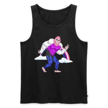 Gender Fluid Stolz Flagge Regenbogen Bigfoot Sasqu - Männer Premium Bio Tank Top - Schwarz - Vorne - Michal (187cm)